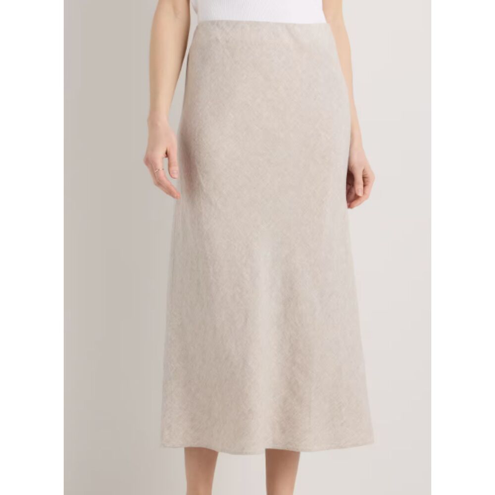 Quince 100% European Linen Maxi Slip Skirt Flax Beige XS